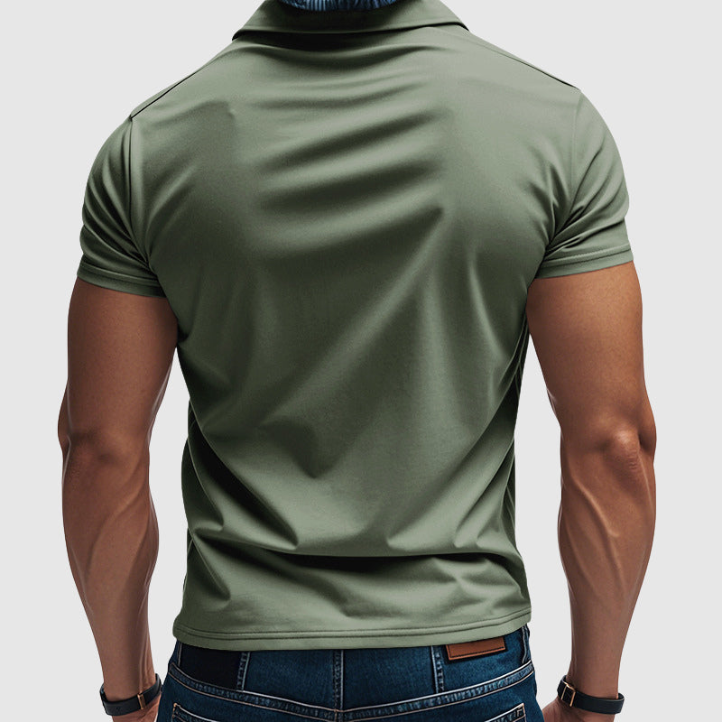 Men's Cotton Polo Shirt | Chambray Seaside