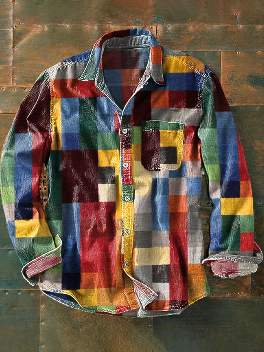 Men's Linen Button-Down | Checked Vintage