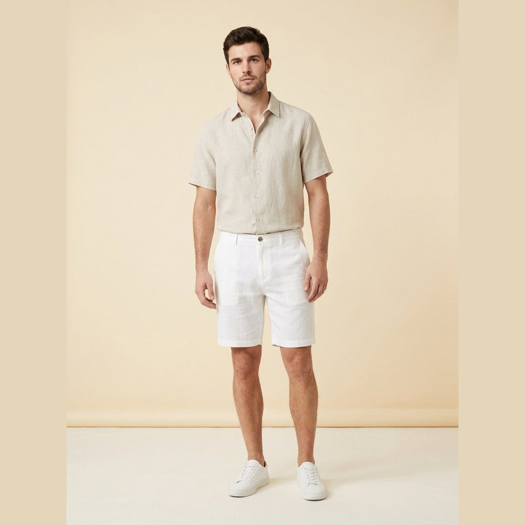 Men's Tailored Shorts | Linen-Blend High-Waisted Casual