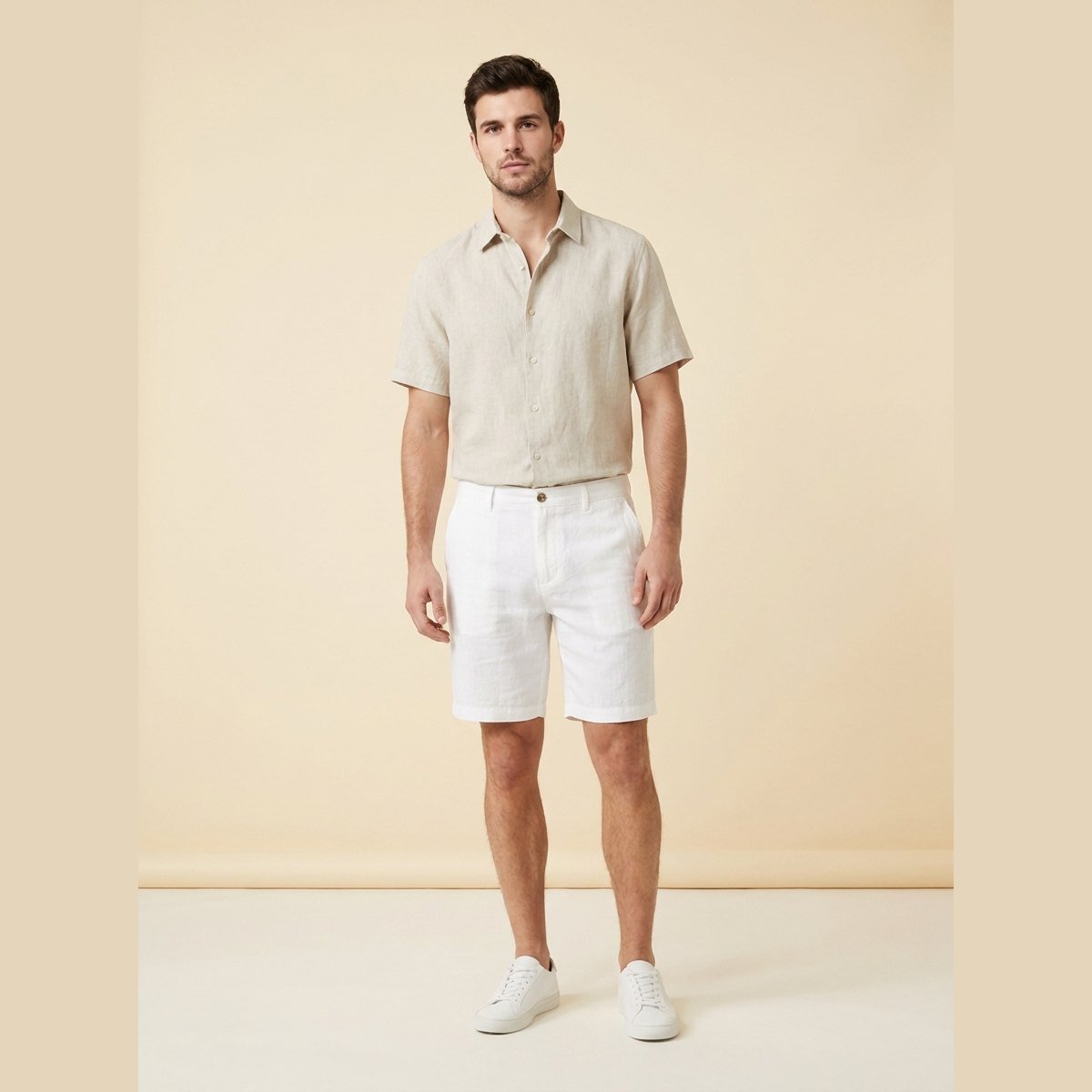Men's Tailored Shorts | Linen-Blend High-Waisted Casual