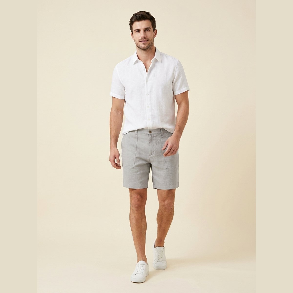 Men's Tailored Shorts | Linen-Blend High-Waisted Casual