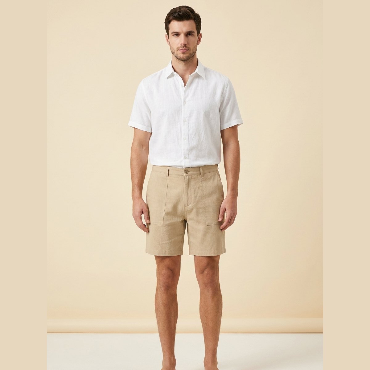 Men's Tailored Shorts | Linen-Blend High-Waisted Casual