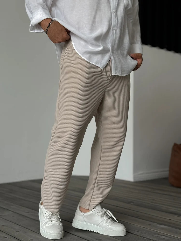 Men's Tailored Trousers | High-Waisted Wide-Leg Summer