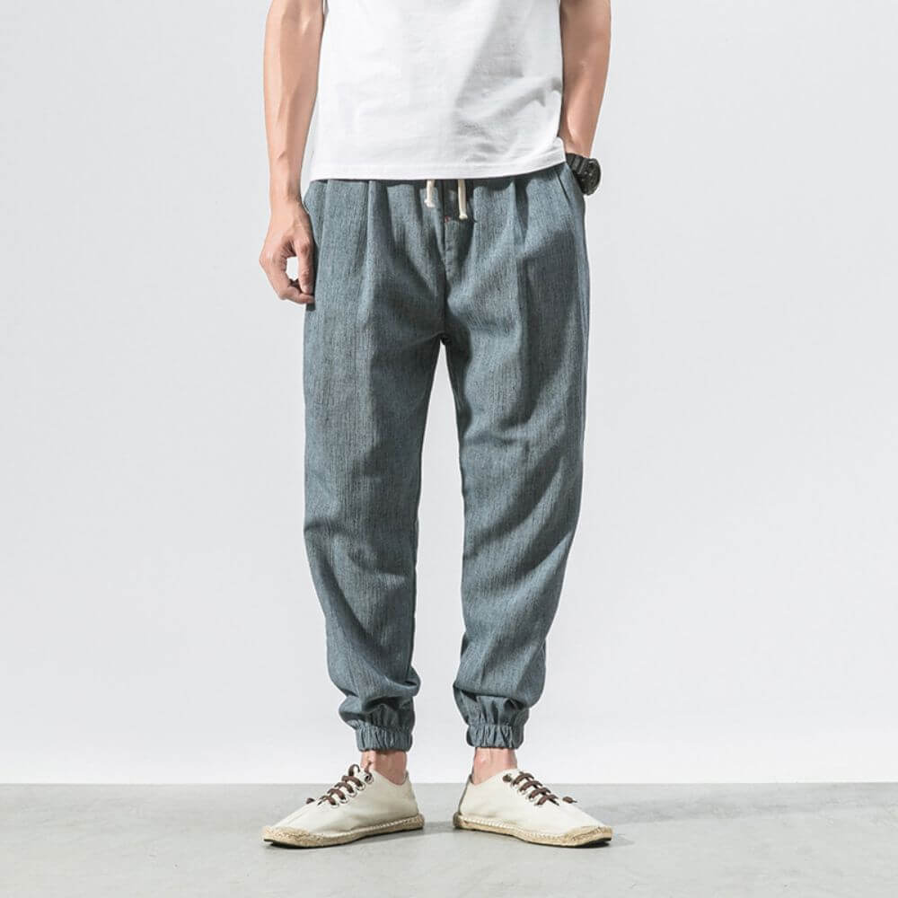 Men's Tailored Trousers | Linen-Blend High-Waisted Wide-Leg