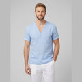 Men's V-Neck Tee | Linen-Blend Short-Sleeve Summer