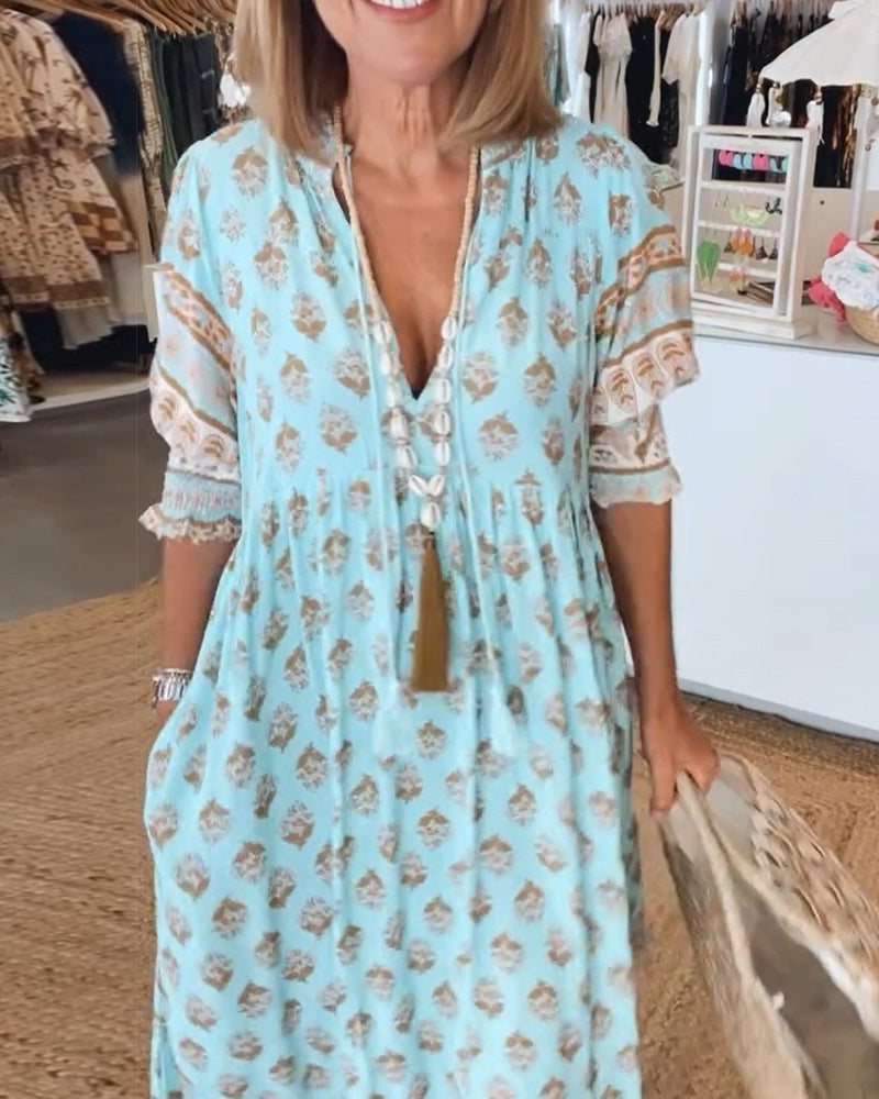 Women's Beach Dress | Printed Midi