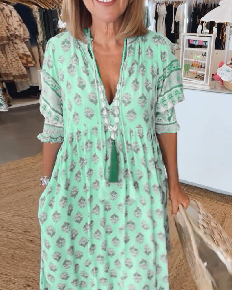 Women's Beach Dress | Printed Midi
