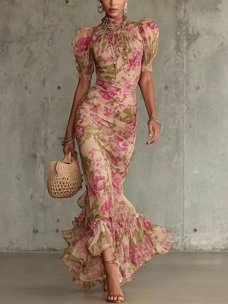 Women's Beach Sundress | Floral Puff-Sleeve