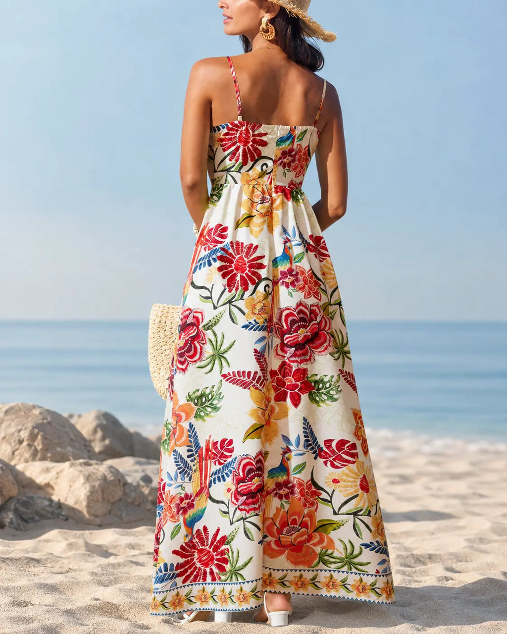 Women's Beach Sundress | Printed V-Neck Draped