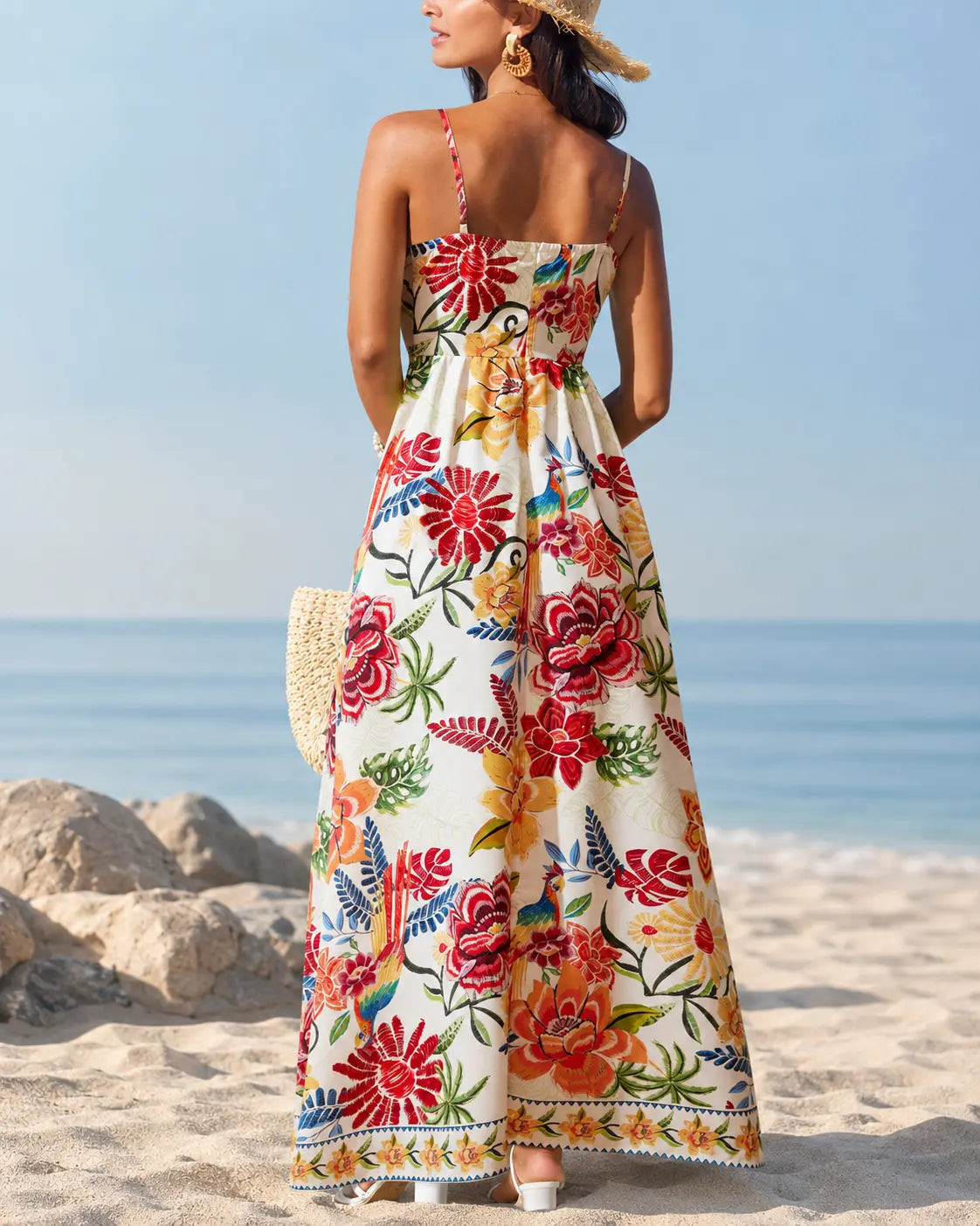 Women's Beach Sundress | Printed V-Neck Draped