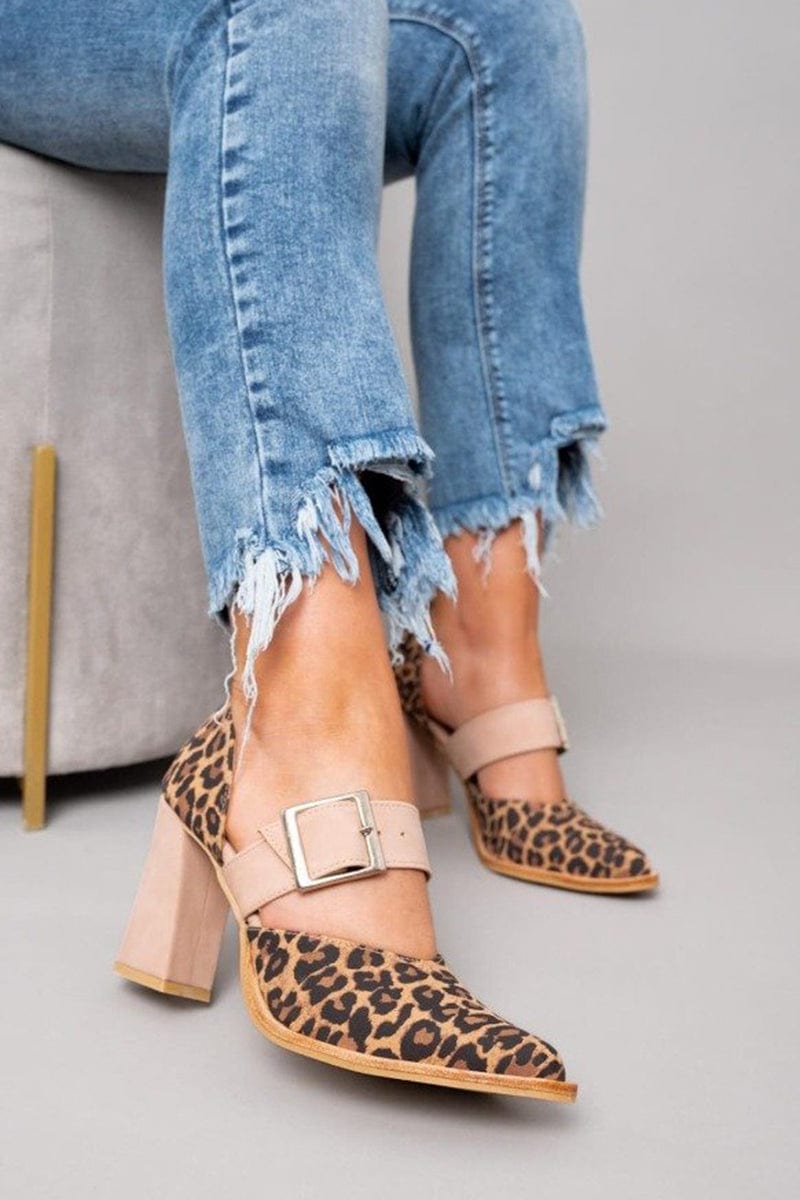 Women's Block Heel Sandals | Buckle Printed