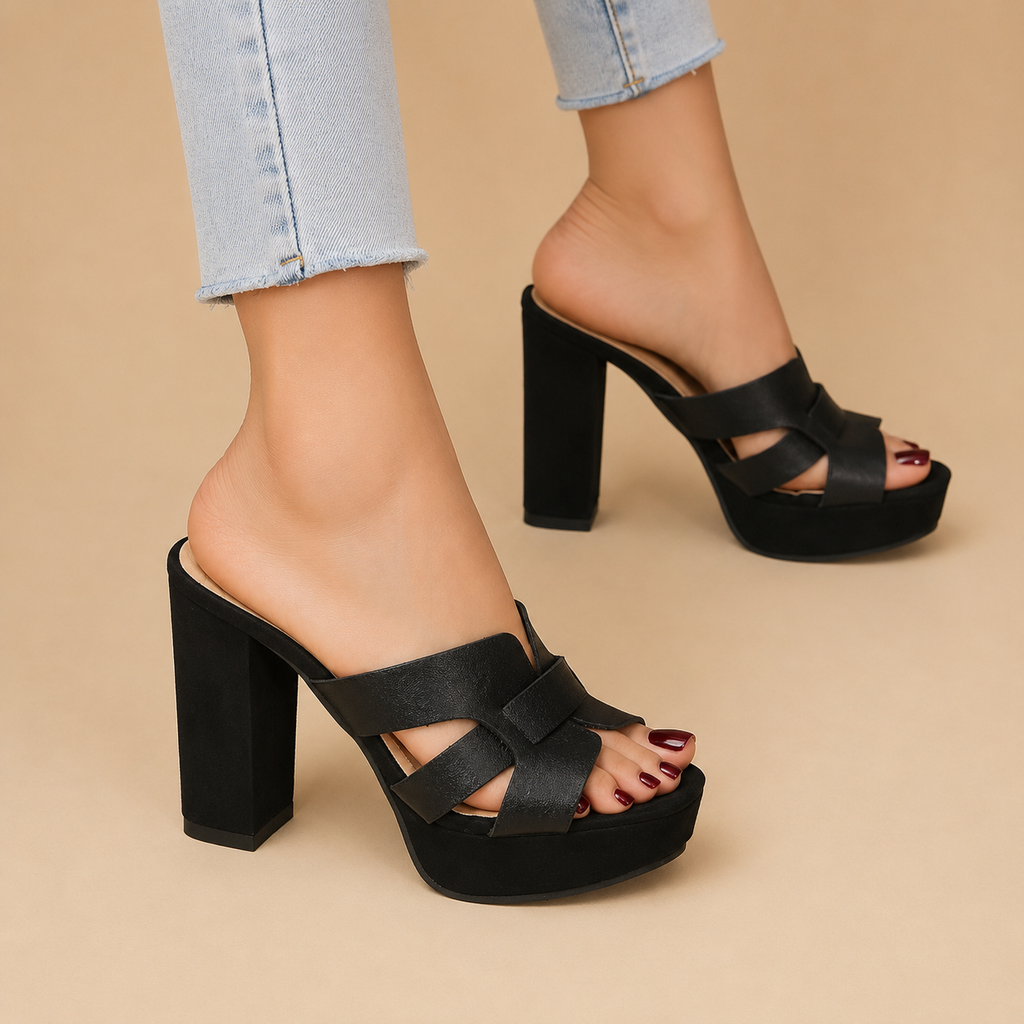 Women's Block Heel Sandals | Open-Toe Slip-On