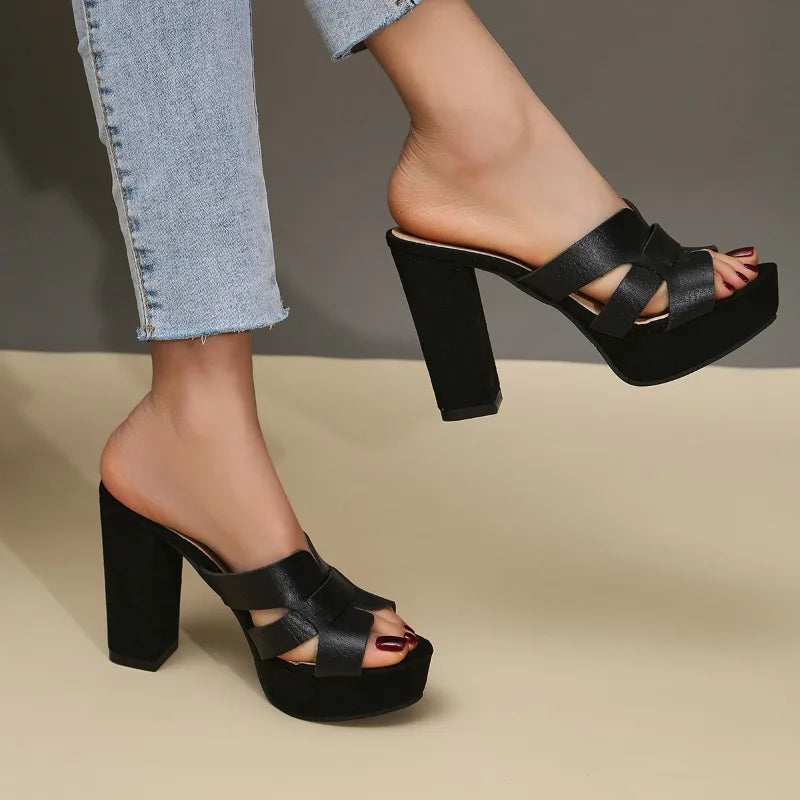 Women's Block Heel Sandals | Open-Toe Slip-On