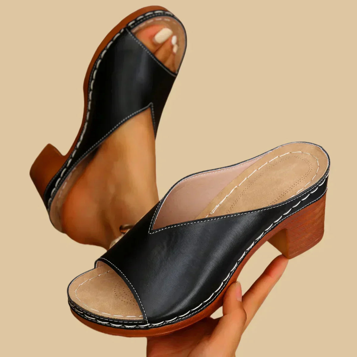 Women's Block Heels | Block-Heel Open-Toe Strappy