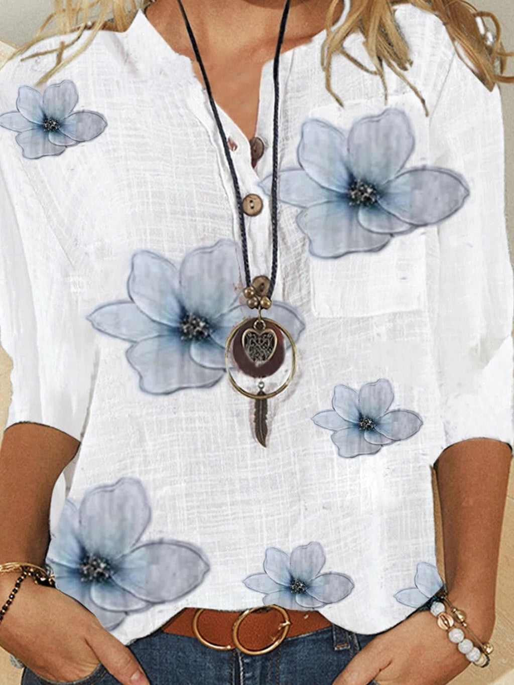 Women's Blouse | Floral V-Neck Summer