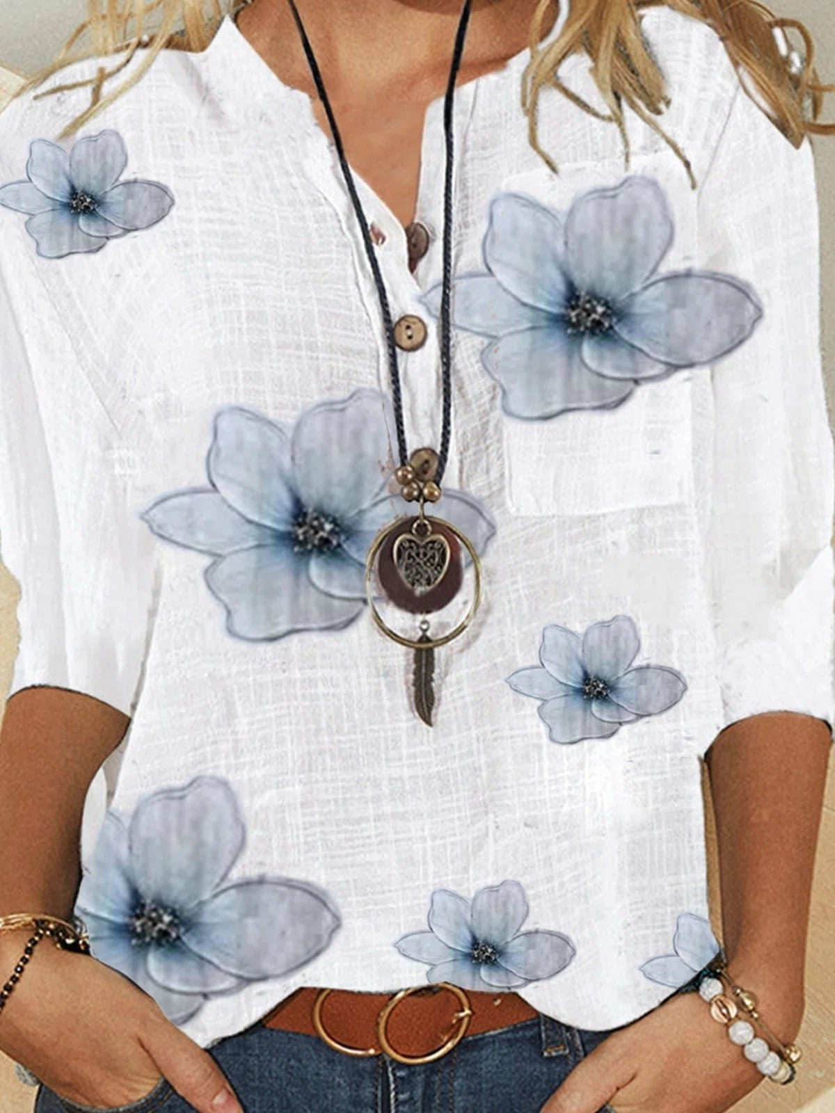 Women's Blouse | Floral V-Neck Summer