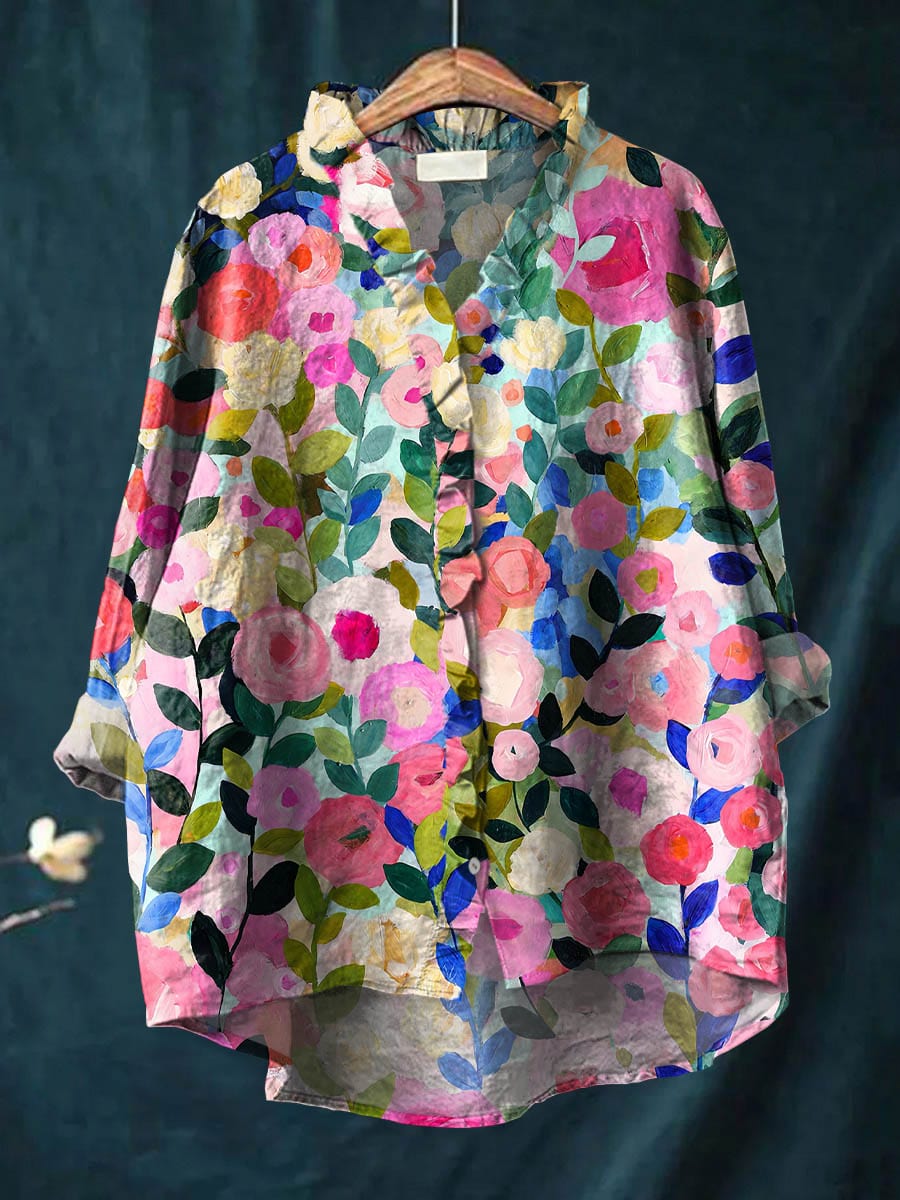 Women's Blouse | Linen-Blend Floral Summer
