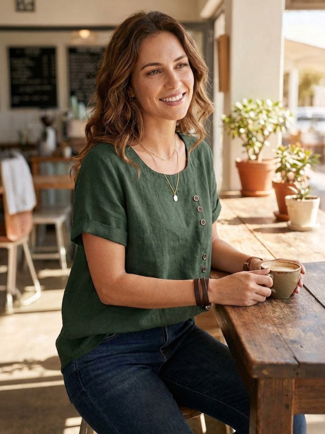 Women's Blouse | Linen-Blend Summer Casual