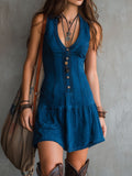 Women's Boho Dress | Mini V-Neck Sleeveless