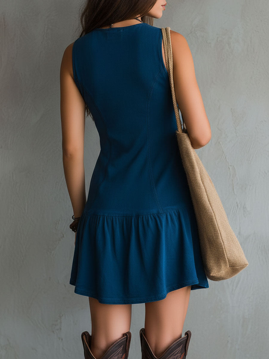 Women's Boho Dress | Mini V-Neck Sleeveless