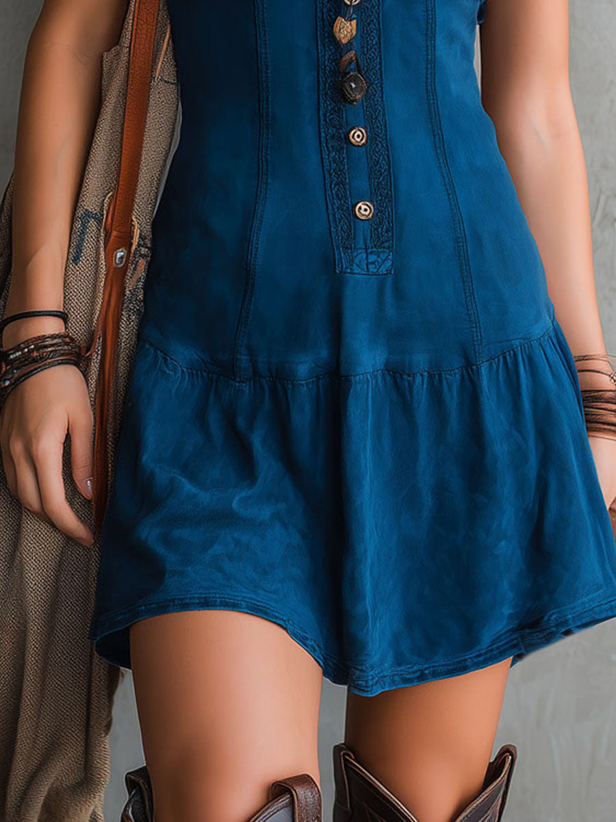 Women's Boho Dress | Mini V-Neck Sleeveless