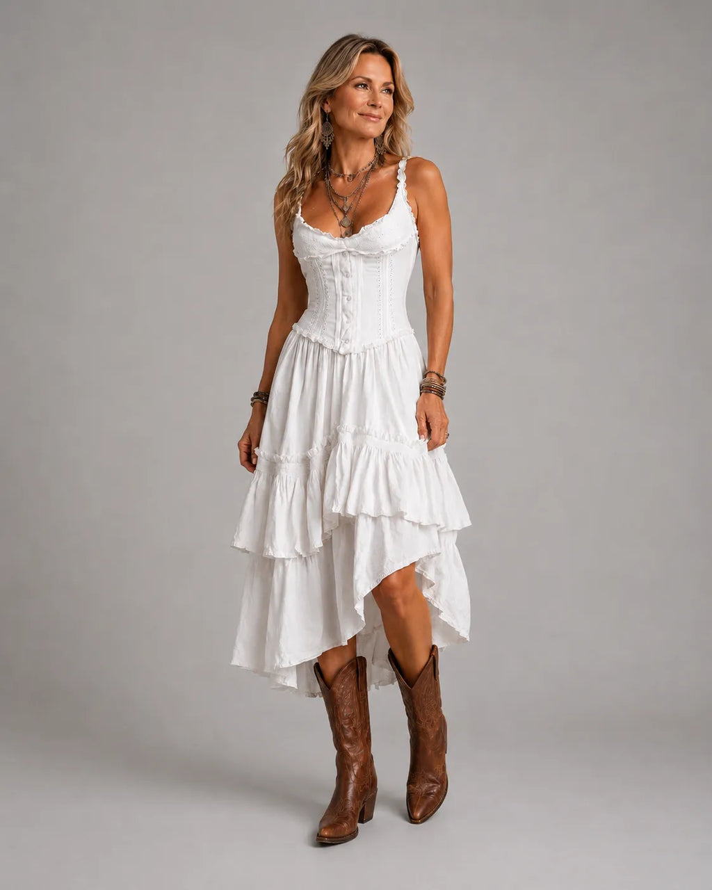 Women's Boho Dress | Tiered Midi Summer