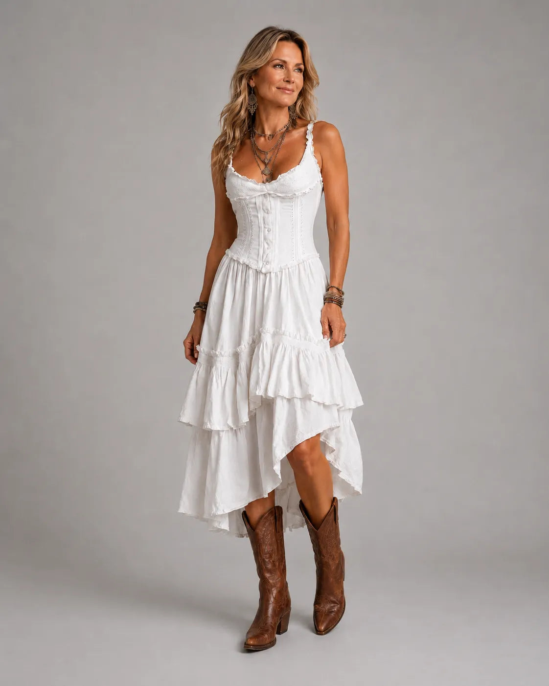 Women's Boho Dress | Tiered Midi Summer