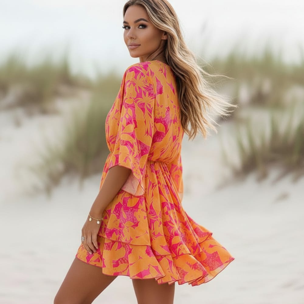 Women's Boho Dress | Tiered Mini Floral