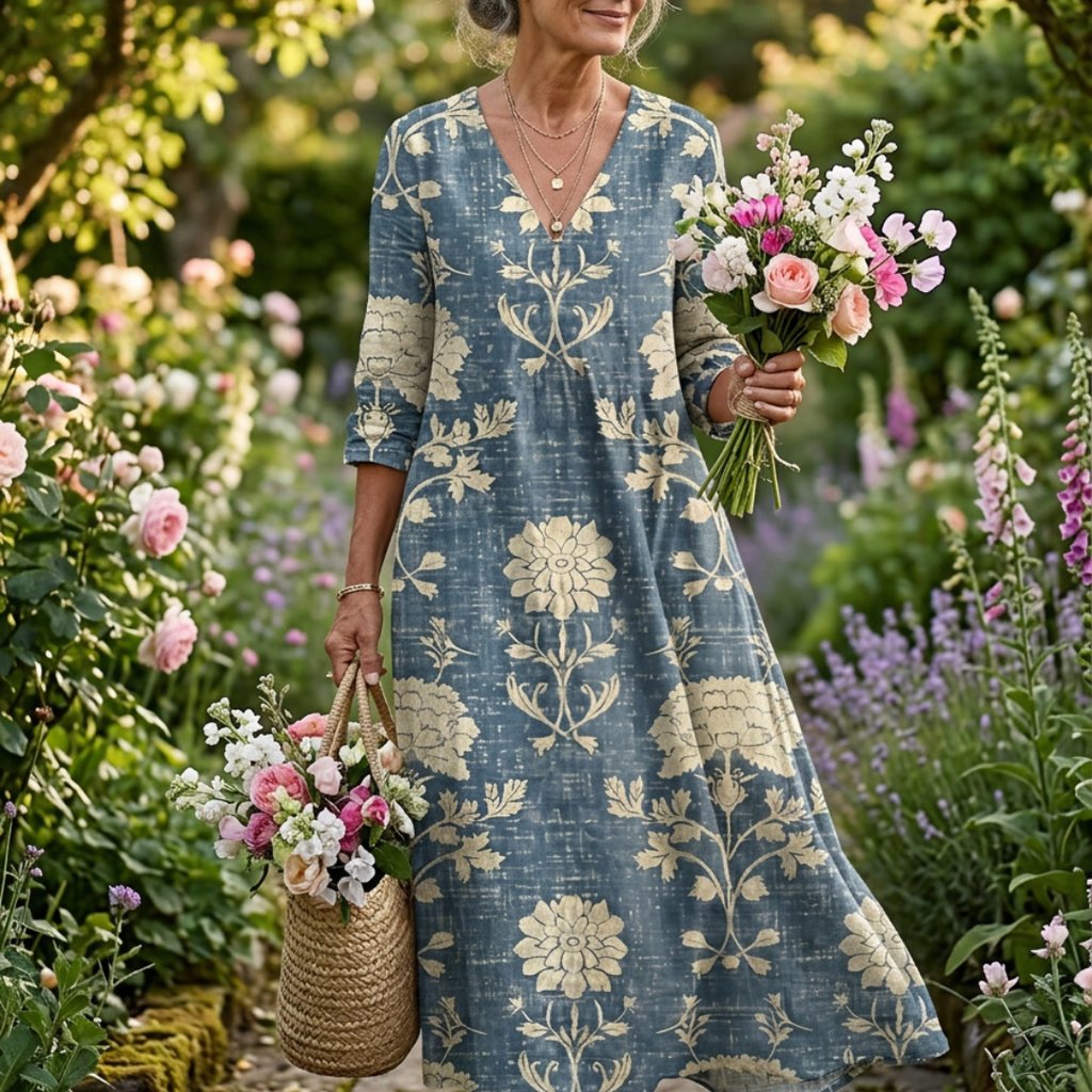 Women's Casual Summer Dress | Printed Linen