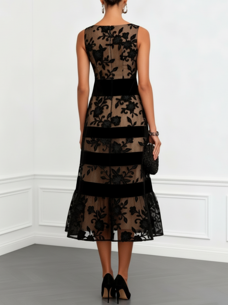 Women's Cocktail Dress | Floral Boat-Neck