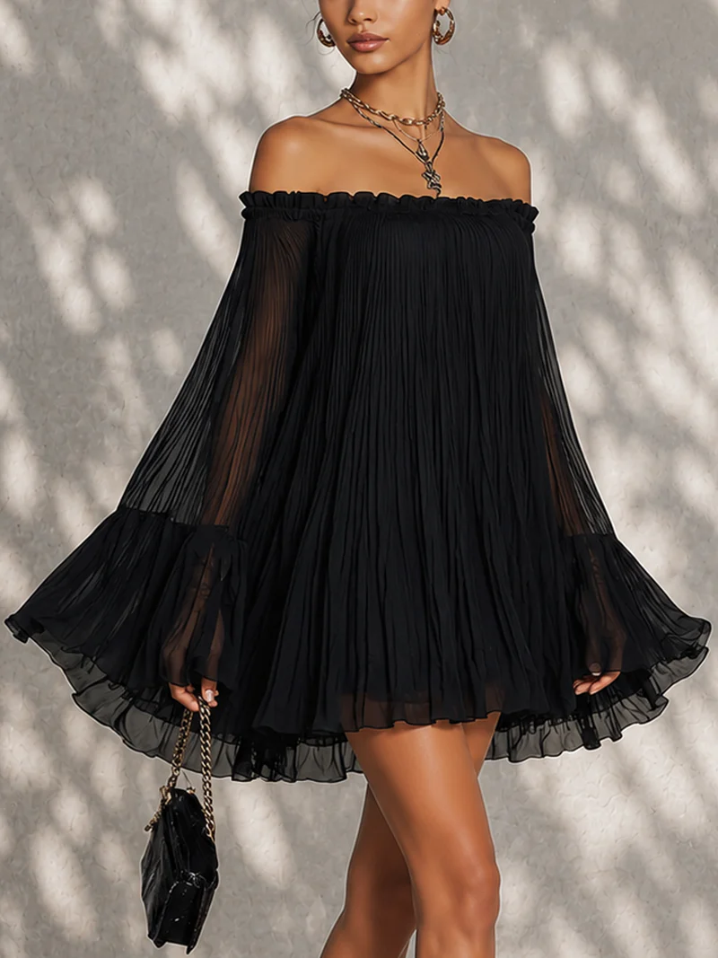 Women's Cocktail Dress | Off-Shoulder Long-Sleeve