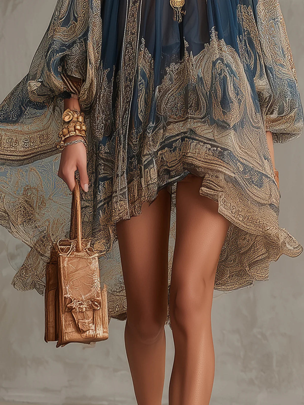 Women's Cocktail Party Dress | Printed Pleated