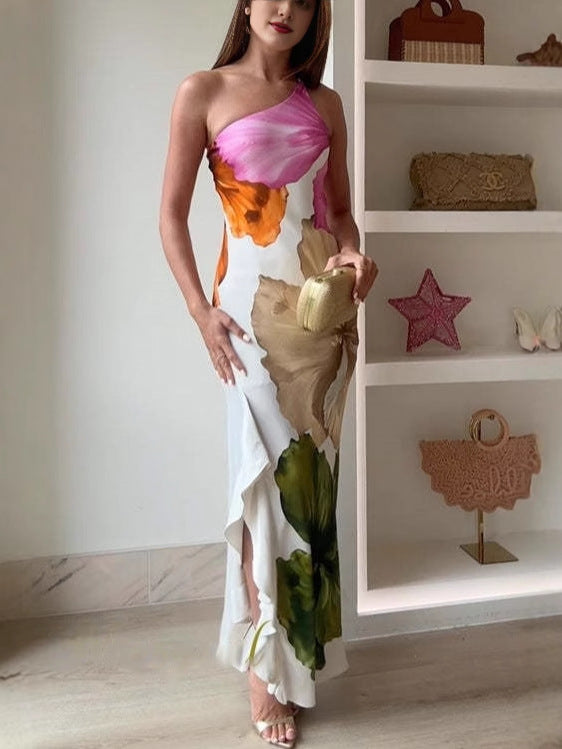 Women's Evening Gown | Draped Floor-Length Multi