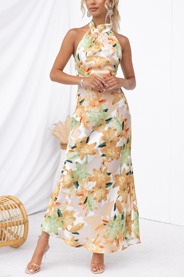 Women's Evening Gown | Floral Draped Floor-Length