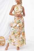 Women's Evening Gown | Floral Draped Floor-Length