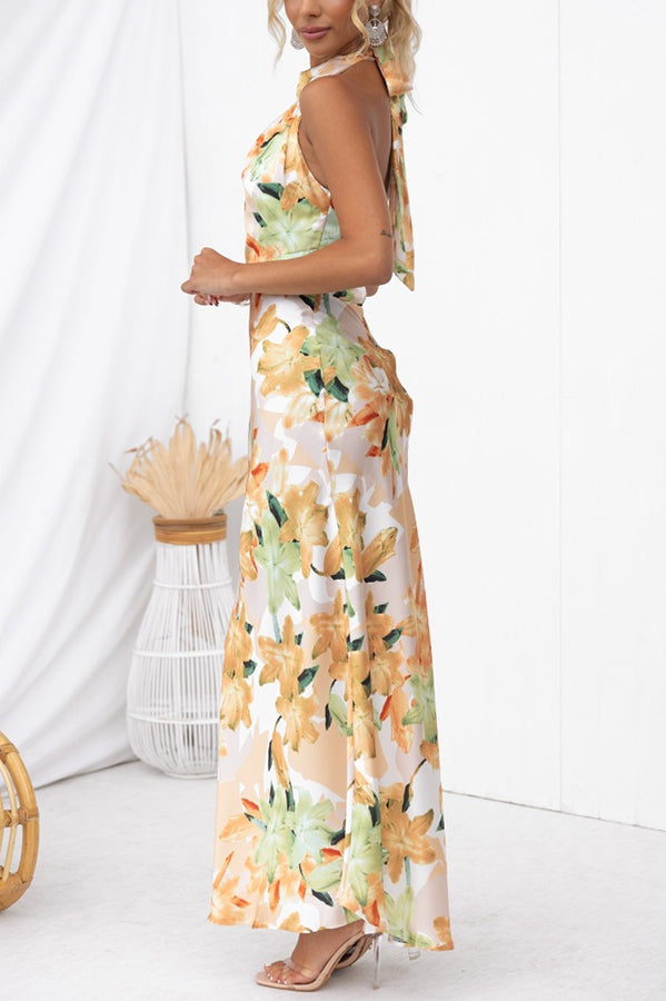 Women's Evening Gown | Floral Draped Floor-Length