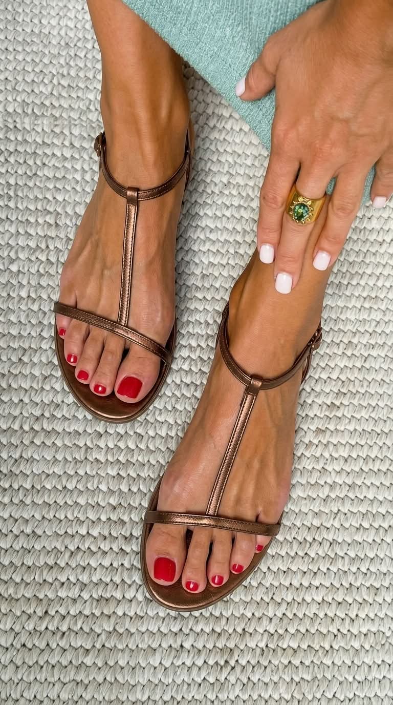 Women's Flat Sandals | Polka-Dot Golden