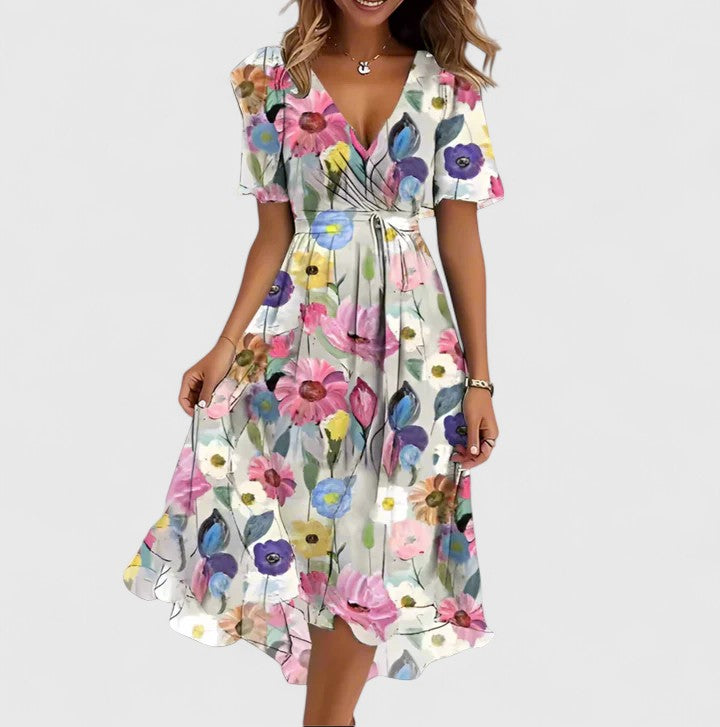Women's Floral Midi Dress | V-Neck Flowy