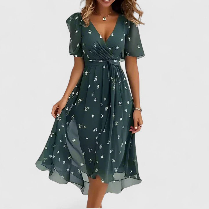Women's Floral Midi Dress | V-Neck Flowy