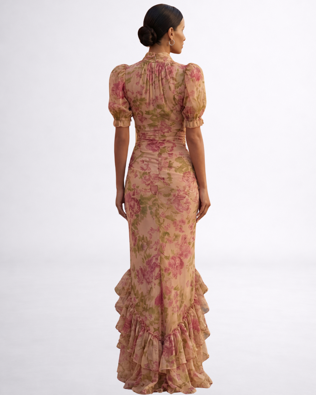 Women's Floral Summer Dress | Puff-Sleeve Draped