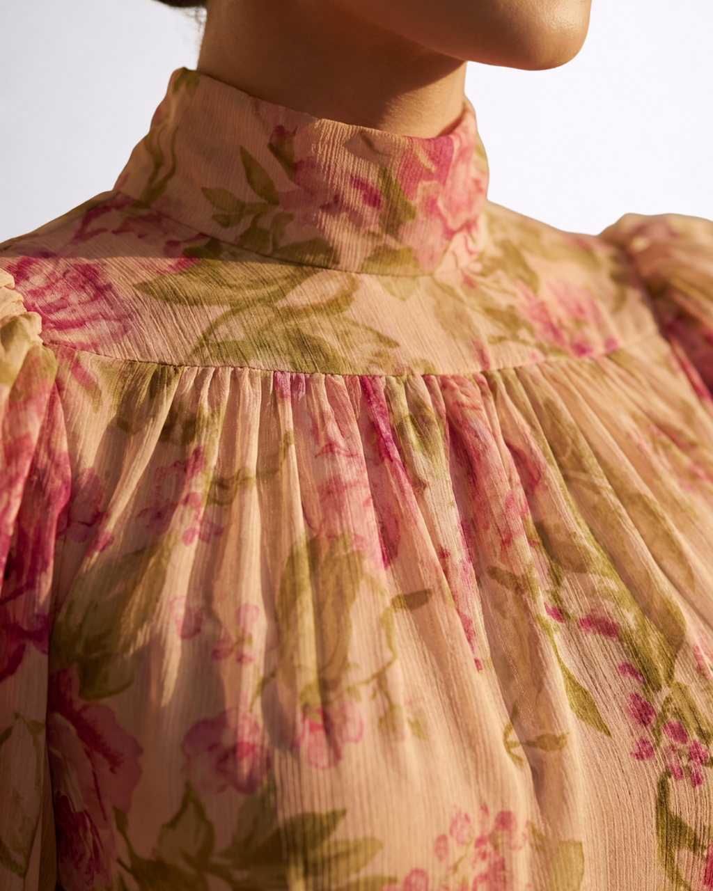 Women's Floral Summer Dress | Puff-Sleeve Draped