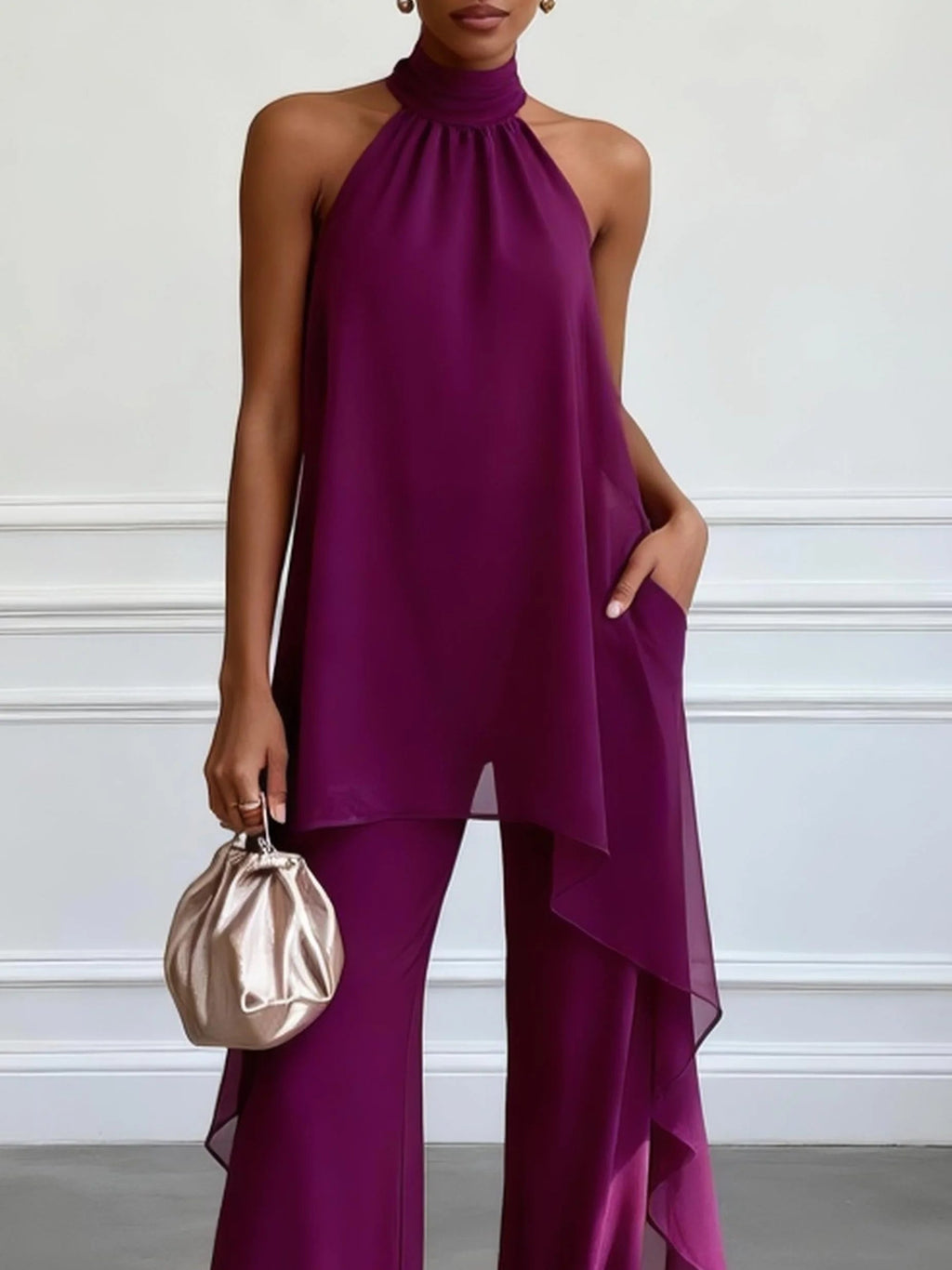 Women's Flowy Blouse | Halter Sleeveless