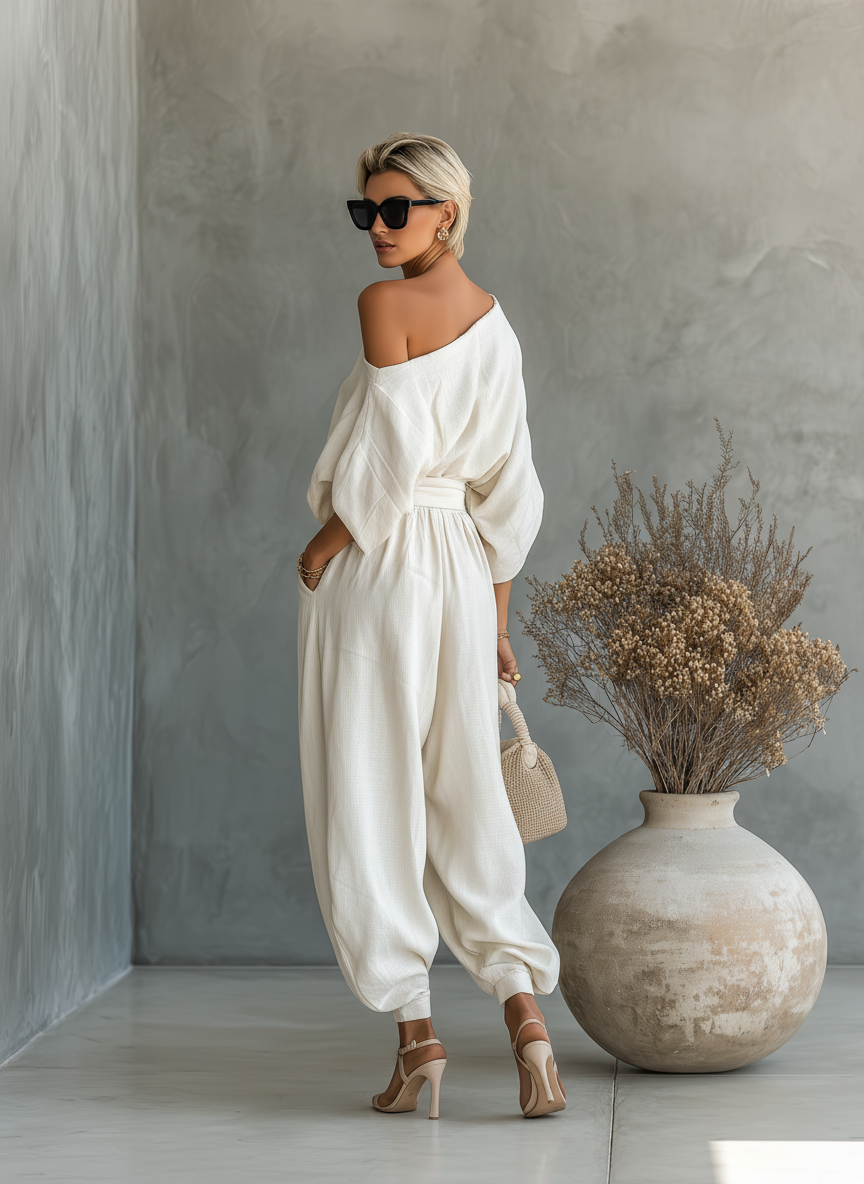Women's Flowy Blouse | Off-Shoulder Long-Sleeve