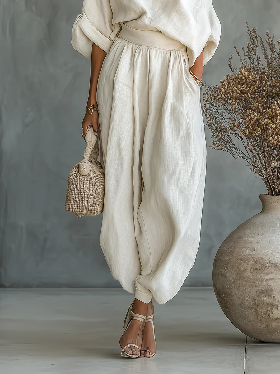 Women's Flowy Blouse | Off-Shoulder Long-Sleeve Linen