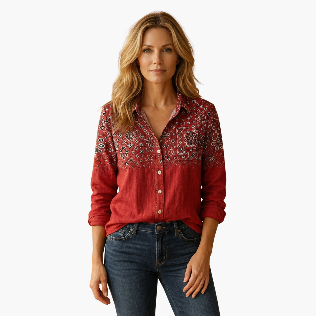 Women's Flowy Blouse | Paisley Long-Sleeve