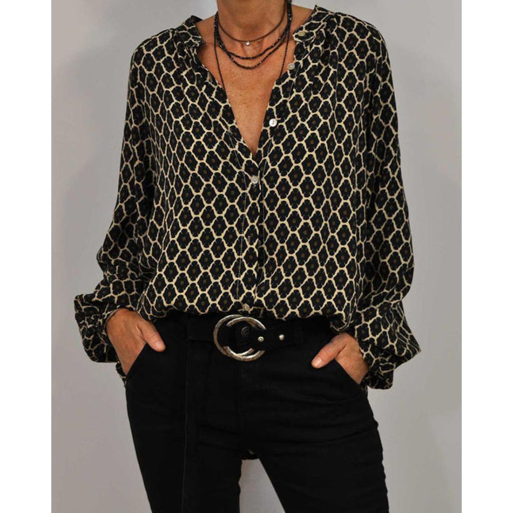 Women's Flowy Blouse | Printed V-Neck