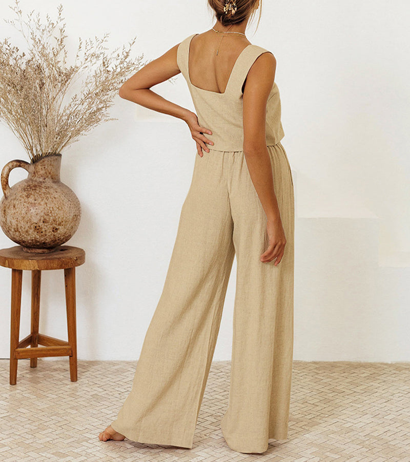 Women's Flowy Blouse | Square-Neck Wide-Leg