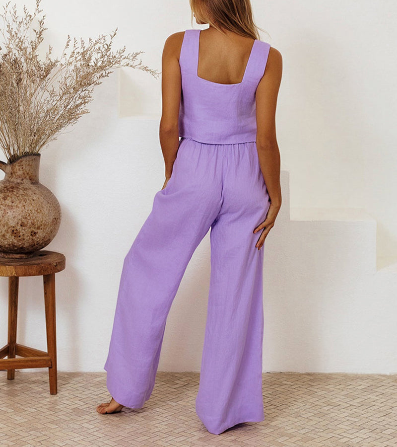 Women's Flowy Blouse | Square-Neck Wide-Leg