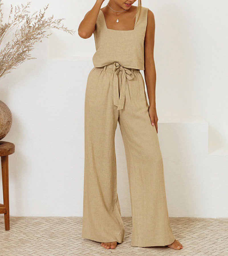Women's Flowy Blouse | Square-Neck Wide-Leg