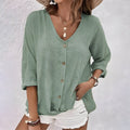 Women's Flowy Blouse | V-Neck Button-Down Relaxed